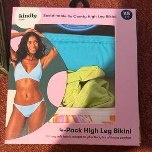 Kindly Yours High Leg Bikini Panties - Blue & Lime Accents